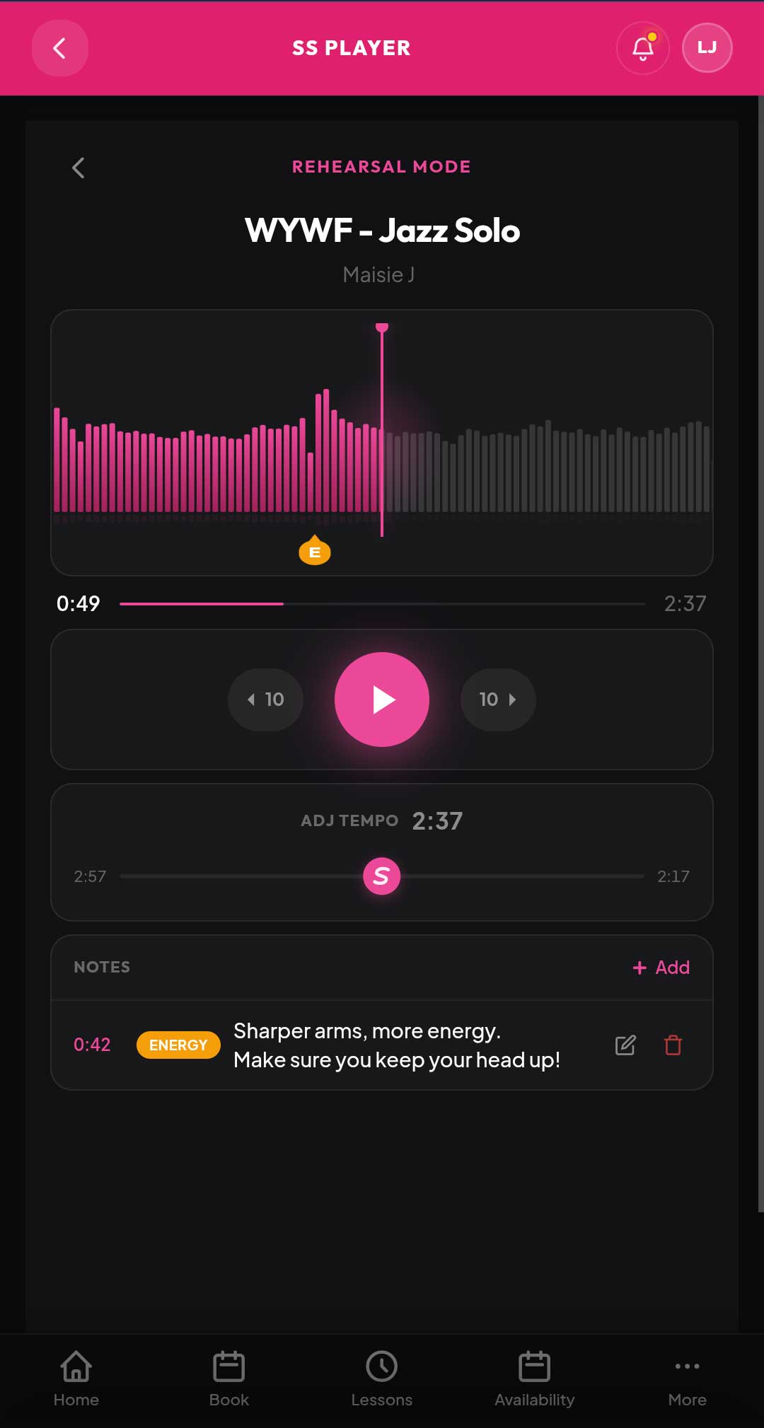 The StudioSlots rehearsal music player